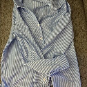 SHEIN Women’s  Blue and White Striped Shirt